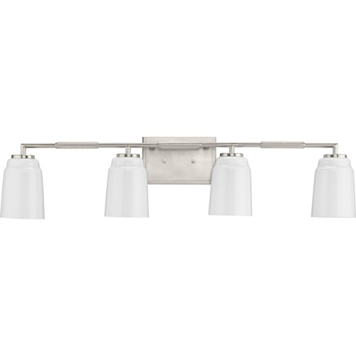 Spenser Collection Four-Light Brushed Nickel Industrial Vanity Light (P300506-009)