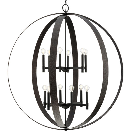 Allegheny Collection Twelve-Light Matte Black Rustic Modern Pendant (P400409-31M)