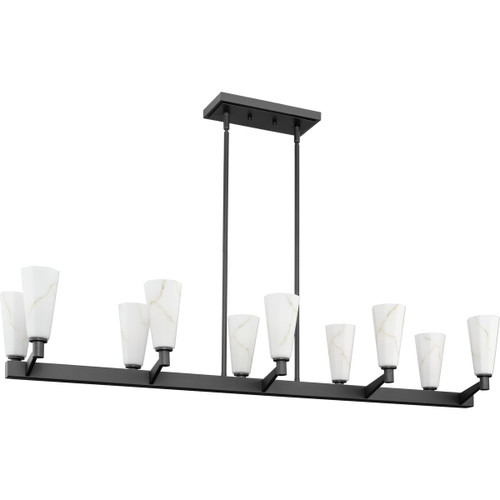 Tosca Collection Ten-Light Matte Black Modern Luxe Linear Chandelier (P400396-31M)
