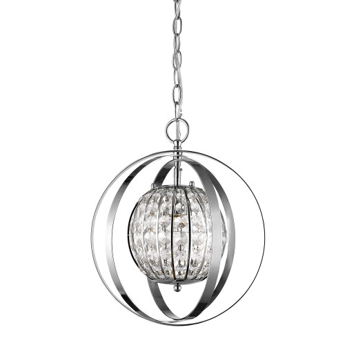 Olivia 1-Light Polished Nickel Crystal Globe Pendant (IN11097PN)