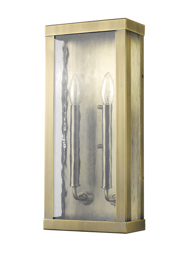 Charleston 2-Light Antique Brass Shadowbox Wall Light (Medium) (1521ATB)
