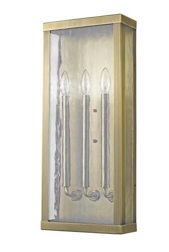 Charleston 3-Light Antique Brass Shadowbox Wall Light (Large) (1522ATB)