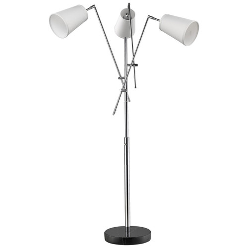 Cerberus 3-Light Polished Chrome Adjustable Arm Floor Lamp (TF2839)