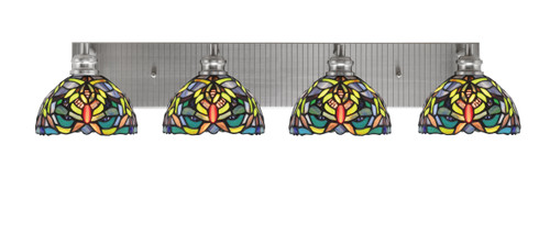 Edge 4 Light Bath Bar, Brushed Nickel Finish, 7" Kaleidoscope Art Glass (1164-BN-9905)