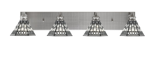 Edge 4 Light Bath Bar, Brushed Nickel Finish, 7" Pewter Art Glass (1164-BN-9105)