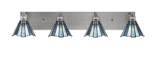 Edge 4 Light Bath Bar, Brushed Nickel Finish, 7" Sea Ice Art Glass  (1164-BN-9325)