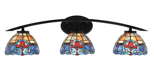 Kurve 3 Light Bath Bar, Matte Black Finish, 7" Sierra Art Glass (3723-MB-9355)