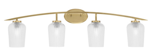 Kurve 4 Light Bath Bar, New Age Brass Finish, 5" Clear Textured Glass (3724-NAB-4250)