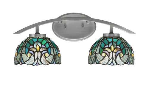 Kurve 2 Light Bath Bar, Graphite Finish, 7" Turquoise Cypress Art Glass (3722-GP-9925)