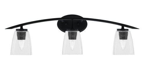 Kurve 3 Light Bath Bar, Matte Black Finish, 4.5" Square Clear Bubble Glass (3723-MB-461)