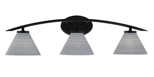 Kurve 3 Light Bath Bar, Matte Black Finish, 7" Gray Matrix Glass (3723-MB-4052)