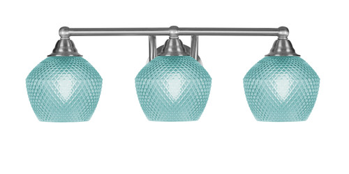Paramount 3 Light Bath Bar, Brushed Nickel Finish, 6" Turquoise Textured Glass (3423-BN-4625)