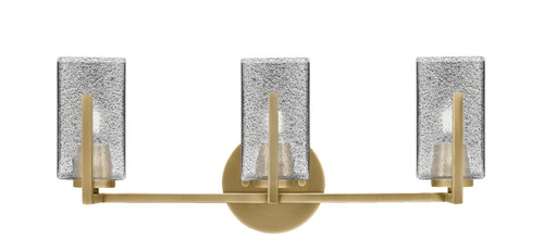 Atlas 3 Light Bath Bar, New Age Brass Finish, 3.5" Square Smoke Bubble Glass (4513-NAB-542)