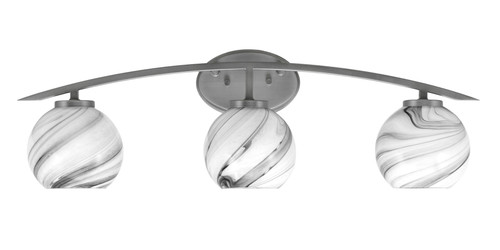 Kurve 3 Light Bath Bar, Graphite Finish, 5.75" Onyx Swirl Glass (3723-GP-4109)