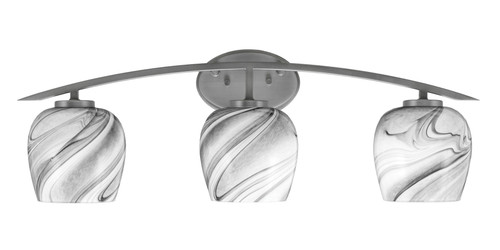 Kurve 3 Light Bath Bar, Graphite Finish, 6" Onyx Swirl Glass (3723-GP-4819)