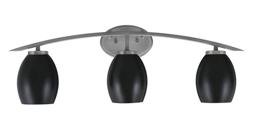 Kurve 3 Light Bath Bar, Graphite Finish, 5" Matte Black Oval Metal Shades (3723-GP-426-MB)