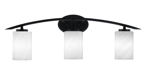 Kurve 3 Light Bath Bar, Matte Black Finish, 4" White Marble Glass (3723-MB-3001)