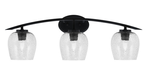 Kurve 3 Light Bath Bar, Matte Black Finish, 6" Smoke Bubble Glass (3723-MB-4812)