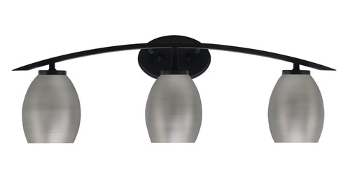 Kurve 3 Light Bath Bar, Matte Black Finish, 5" Graphite Oval Metal Shades (3723-MB-426-GP)