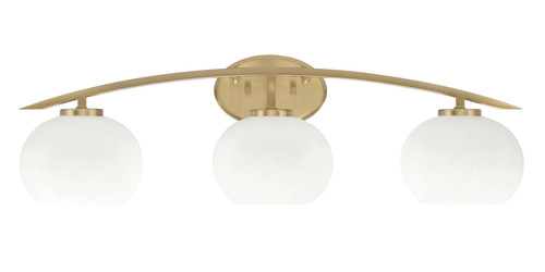 Kurve 3 Light Bath Bar, New Age Brass Finish, 7" White Muslin Glass (3723-NAB-212)