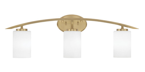 Kurve 3 Light Bath Bar, New Age Brass Finish, 4" White Muslin Glass (3723-NAB-310)