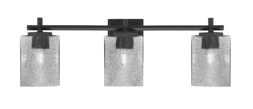Franklin 3 Light Bath Bar, Matte Black Finish, 3.5" Square Smoke Bubble Glass (1213-MB-542)