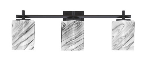 Franklin 3 Light Bath Bar, Matte Black Finish, 3.5" Square Onyx Swirl Glass (1213-MB-549)