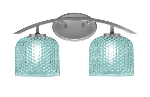 Kurve 2 Light Bath Bar, Graphite Finish, 6" Turquoise Textured Glass (3722-GP-4615)