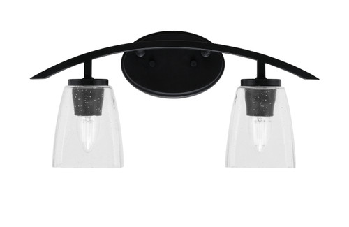 Kurve 2 Light Bath Bar, Matte Black Finish, 4.5" Square Clear Bubble Glass (3722-MB-461)
