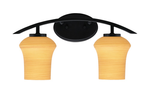 Kurve 2 Light Bath Bar, Matte Black Finish, 5.5" Zilo Cayenne Linen Glass (3722-MB-680)