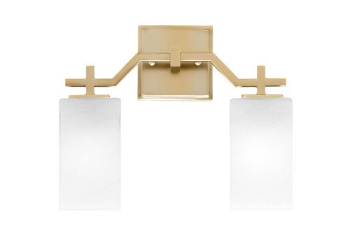 Corbin 2 Light Bath Bar, New Age Brass Finish, 3.5" Square White Marble Glass (2312-NAB-541)