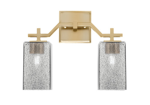 Corbin 2 Light Bath Bar, New Age Brass Finish, 3.5" Square Smoke Bubble Glass (2312-NAB-542)