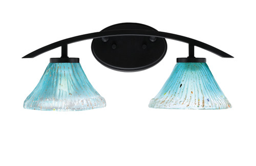 Kurve 2 Light Bath Bar, Matte Black Finish, 7" Teal Crystal Glass (3722-MB-458)