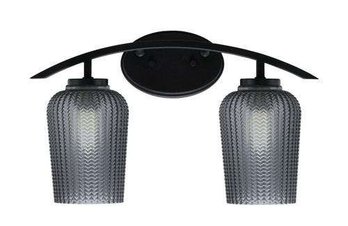 Kurve 2 Light Bath Bar, Matte Black Finish, 5" Smoke Textured Glass (3722-MB-4252)