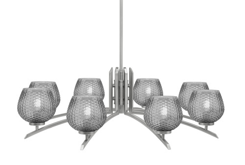 Kurve 8 Light Chandelier, Graphite Finish, 6" Smoke Textured Glass (3708-GP-4602)