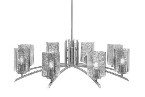 Kurve 8 Light Chandelier, Graphite Finish, 3.5" Square Smoke Bubble Glass (3708-GP-542)
