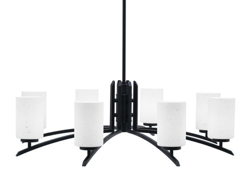 Kurve 8 Light Chandelier, Matte Black Finish, 4" White Muslin Glass (3708-MB-310)