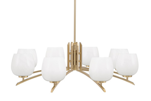Kurve 8 Light Chandelier, New Age Brass Finish, 6" White Marble Glass (3708-NAB-4811)