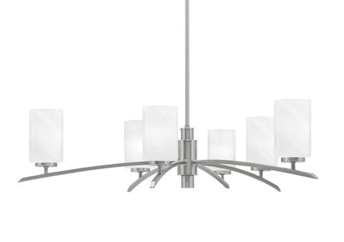 Kurve 6 Light Chandelier, Graphite Finish, 4" White Marble Glass (3746-GP-3001)