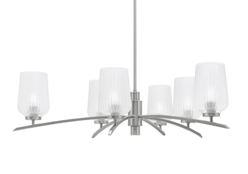 Kurve 6 Light Chandelier, Graphite Finish, 5" Clear Textured Glass (3746-GP-4250)