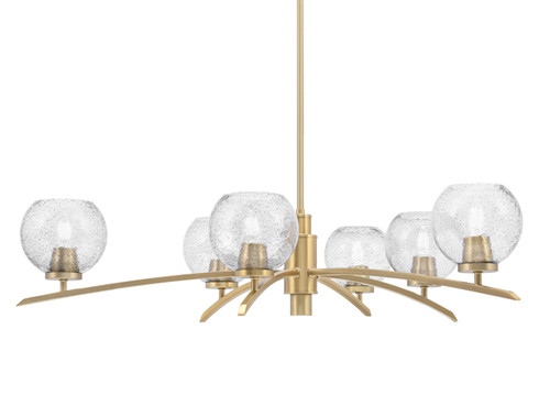 Kurve 6 Light Chandelier, New Age Brass Finish, 5.75" Smoke Bubble Glass (3746-NAB-4102)