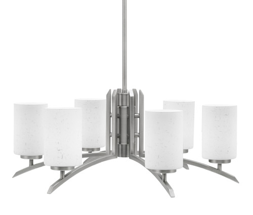 Kurve 6 Light Chandelier, Graphite Finish, 4" White Muslin Glass (3706-GP-310)
