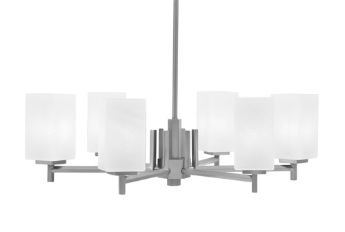 Franklin 6 Light, Chandelier, Graphite Finish, 3.5" Square White Marble Glass (1206-GP-541)