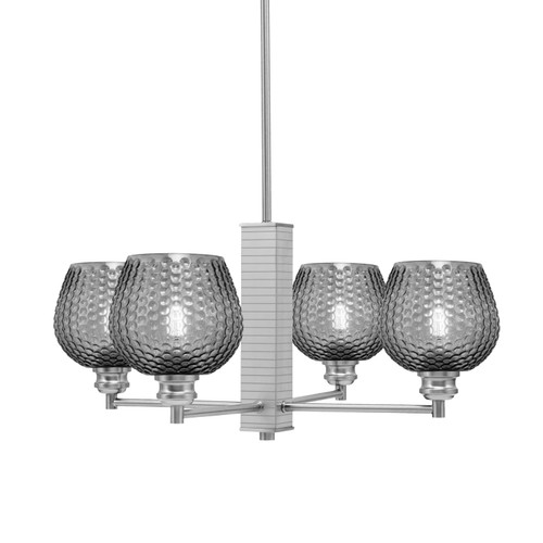 Edge 4 Light Chandelier, Brushed Nickel Finish, 6" Smoke Textured Glass (1154-BN-4602)