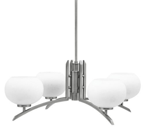 Kurve 4 Light Chandelier, Graphite Finish, 7" White Muslin Glass (3704-GP-212)