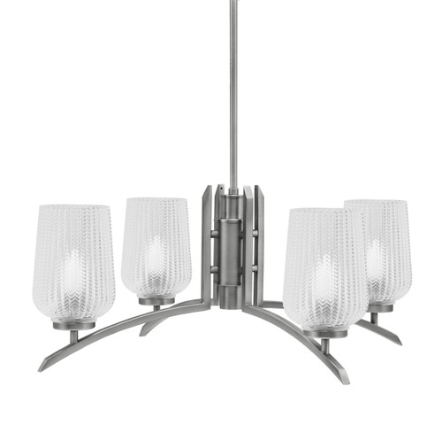 Kurve 4 Light Chandelier, Graphite Finish, 5" Clear Textured Glass (3704-GP-4250)