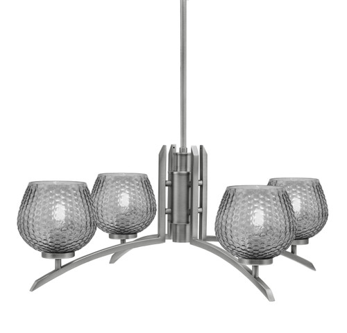 Kurve 4 Light Chandelier, Graphite Finish, 6" Smoke Textured Glass  (3704-GP-4602)