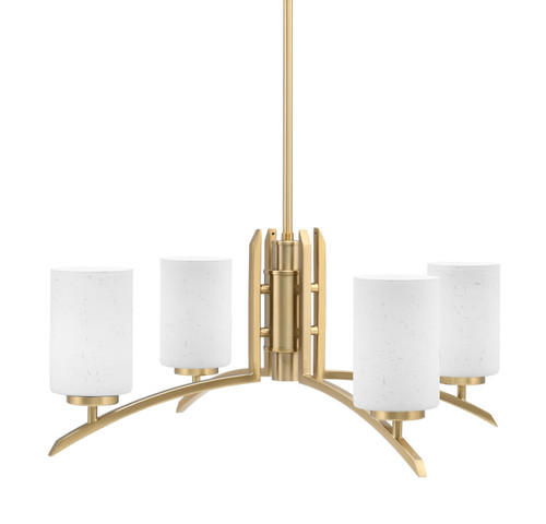 Kurve 4 Light Chandelier, New Age Brass Finish, 4" White Muslin Glass (3704-NAB-310)