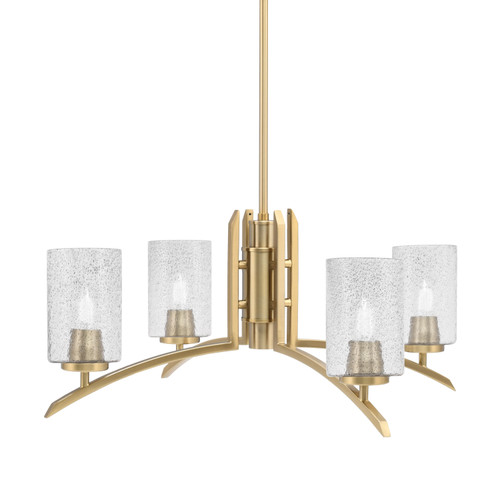 Kurve 4 Light Chandelier, New Age Brass Finish, 4" Smoke Bubble Glass (3704-NAB-3002)