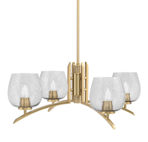 Kurve 4 Light Chandelier, New Age Brass Finish, 6" Smoke Bubble Glass (3704-NAB-4812)